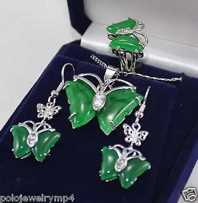 Jewelry 18KGP butterfly green jade pendant Necklace earrings ring Set>AAA 18K GP Plated gold Bridal wide watch wings queen JEWE
Jewelry 18KGP butterfly green jade pendant Necklace earrings ring Set>AAA 18K GP Plated gold Bridal wide watch wings queen JEWE