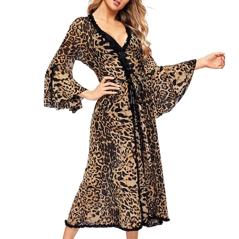 Women Sexy Bathrobe Leopard Kimono Spring Casual Sleepwear Mesh Nightwear Elegant Bathroom Spa Robe
Women Sexy Bathrobe Leopard Kimono Spring Casual Sleepwear Mesh Nightwear Elegant Bathroom Spa Robe
