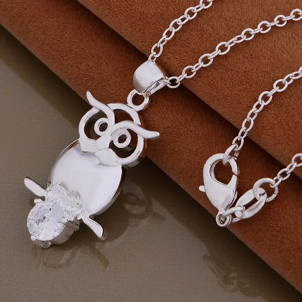 AN939 Hot sterling Necklace fashion jewelry pendant owl set with stone /hluaqdba bqgakhna silver color | Украшения и аксессуары