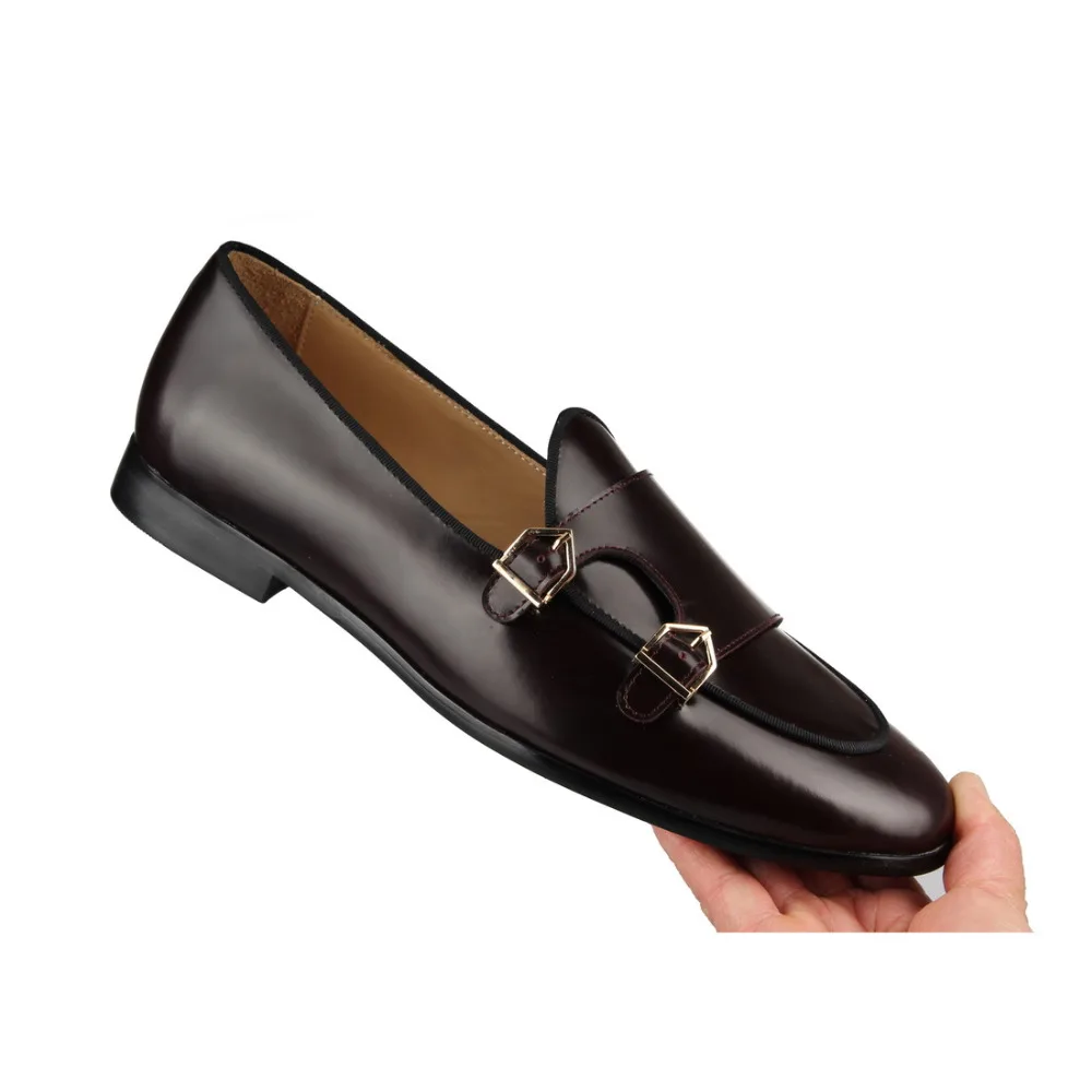 POLISHED LEATHER DOUBLE-MONK LOAFERS Brown (8)