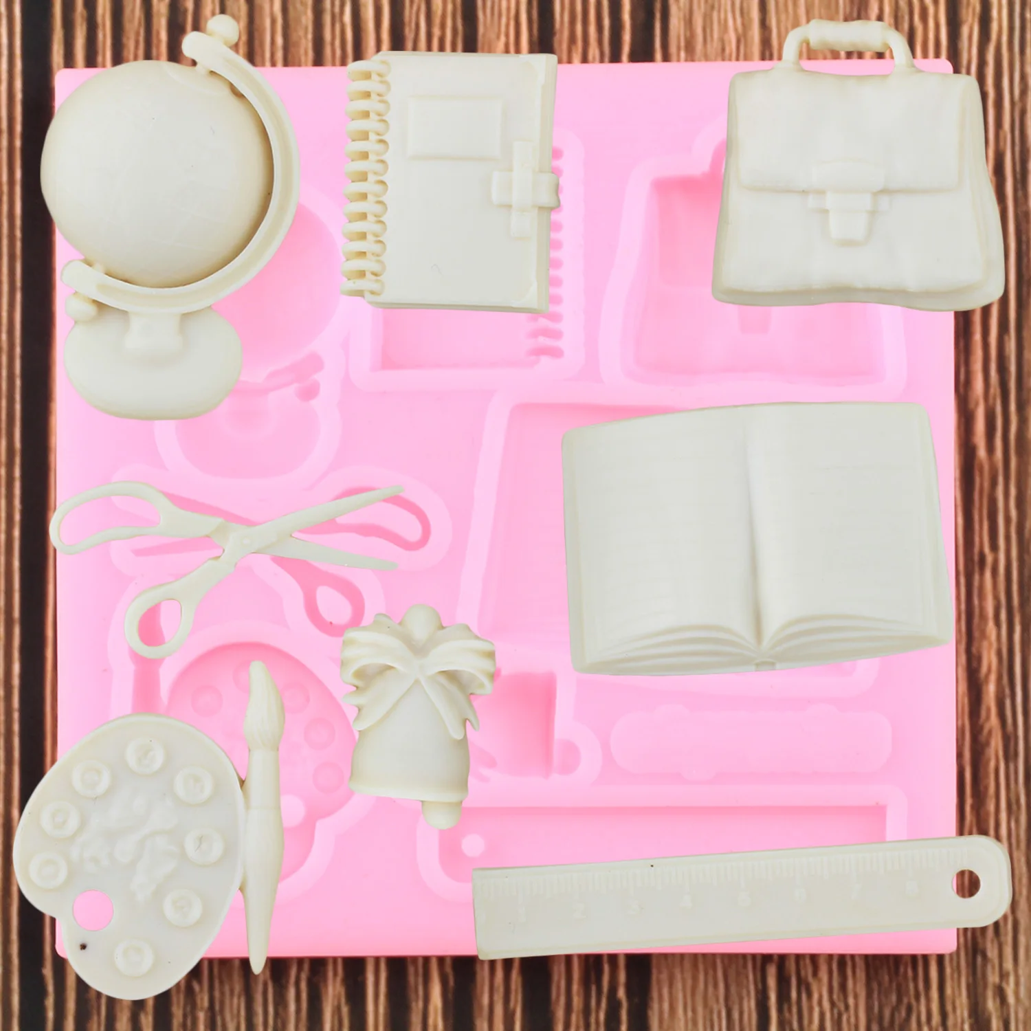 3D School Bag Book Scissor Drawing Pen Bell Globe Silicone Mold DIY Cake Decorating Tools Sugarcraft Fondant Chocolate Moulds
3D School Bag Book Scissor Drawing Pen Bell Globe Silicone Mold DIY Cake Decorating Tools Sugarcraft Fondant Chocolate Moulds