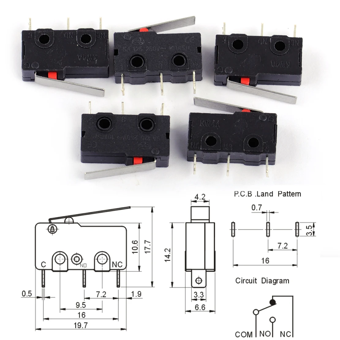 LETAOSK 5pcs Black Plastic Hinge Lever Micro Limit Switch AC 125V 5A KW4-3Z-3 For Mill CNC
LETAOSK 5pcs Black Plastic Hinge Lever Micro Limit Switch AC 125V 5A KW4-3Z-3 For Mill CNC