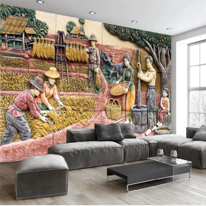 beibehang Stereo relief pastoral living living room background wall custom large fresco silk silk wallpaper papel de parede
beibehang Stereo relief pastoral living living room background wall custom large fresco silk silk wallpaper papel de parede