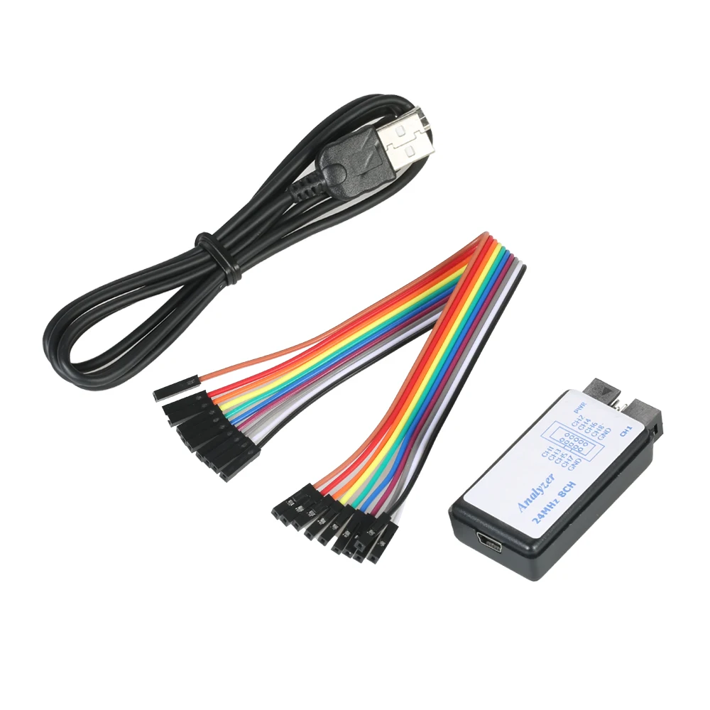 USB 8CH 24MHz Logic Analyzer voltage range 0.8V to 5V.