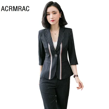 Women suits Slim summer stripe Half sleeve jacket Ankle-Length Pants 2-piece set Women pants suits Woman set suits 8713
Women suits Slim summer stripe Half sleeve jacket Ankle-Length Pants 2-piece set Women pants suits Woman set suits 8713