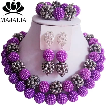 Majalia Fashion Nigeria Wedding African Beads Jewelry Set Purple and Silver Crystal Necklace Bridal Jewelry Sets 2CT019
Majalia Fashion Nigeria Wedding African Beads Jewelry Set Purple and Silver Crystal Necklace Bridal Jewelry Sets 2CT019