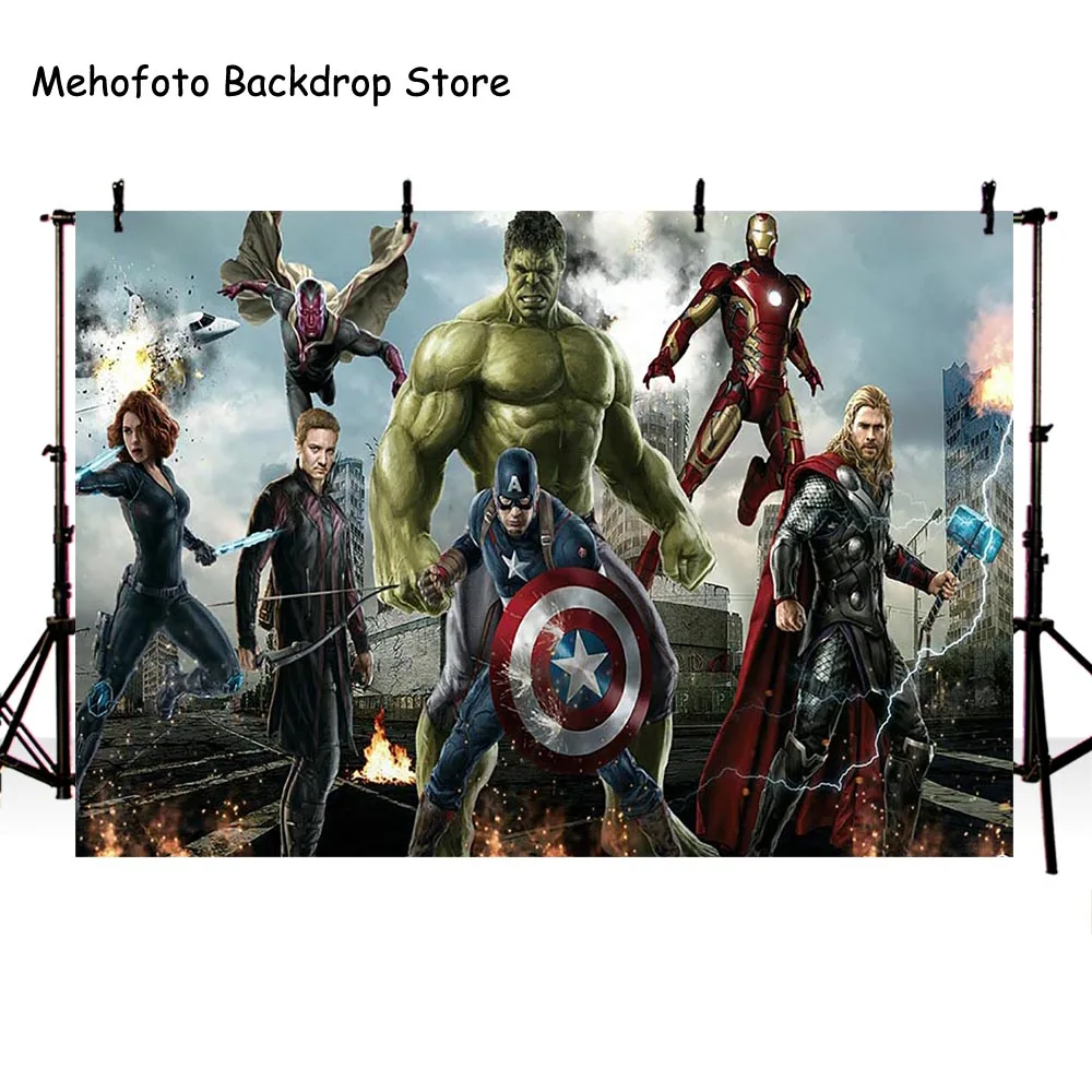 Mehofoto Superhero Photography Backdrops Avengers Iron Man Hulk Captain America Movie Character Backgrounds lv-385
Mehofoto Superhero Photography Backdrops Avengers Iron Man Hulk Captain America Movie Character Backgrounds lv-385
