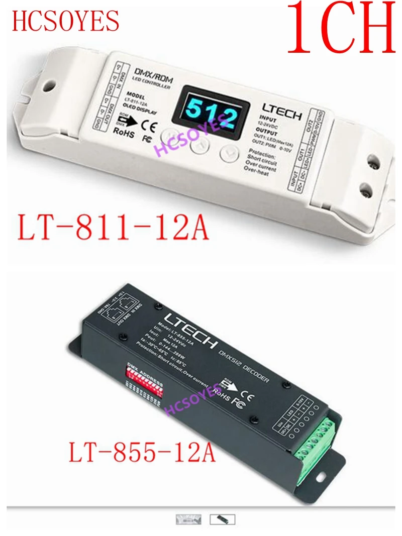 LTECH 1CH 1 способ постоянного напряжения DMX декодер LT-855-12A/LT-811-12A DMX-PWM CV светодиодный