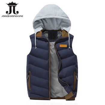 Hot Men Vest Sleeveless Hat Detachable Windbreak Cotton-Padded Man Waistcoat Casual Coats solid Hooded Cotton Thicken Warm Vests
Hot Men Vest Sleeveless Hat Detachable Windbreak Cotton-Padded Man Waistcoat Casual Coats solid Hooded Cotton Thicken Warm Vests