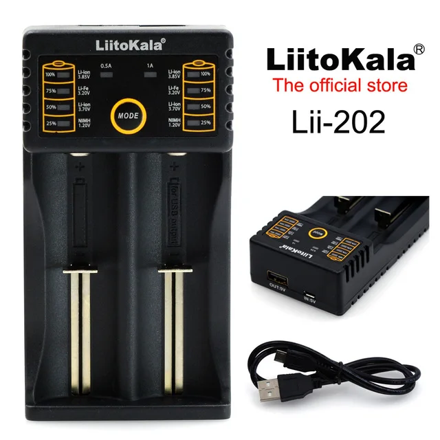 New multifunction Liitokala Lii-202 18650 26650.16340.17335.17500.14500.10440, AA. AAA.22650. dual input battery charger 5V
New multifunction Liitokala Lii-202 18650 26650.16340.17335.17500.14500.10440, AA. AAA.22650. dual input battery charger 5V
