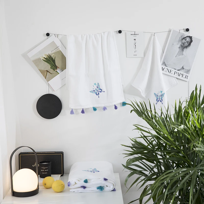 Luxury-Embroidery-Butterfly-Pattern-Bath-Towel-Set-with-Handmade-Tassel-100%-Cotton-Beach-Towels-for-Adults-Absorbent-Face-Towel-5