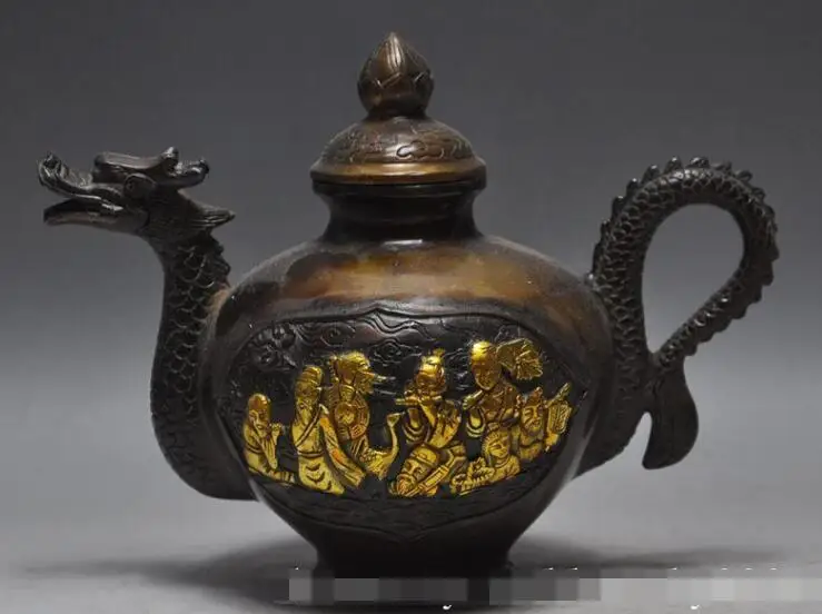 S06866 7"chinese fengshui bronze gilt dragon 8 Immortal god statue Wine Tea Pot Flagon
S06866 7"chinese fengshui bronze gilt dragon 8 Immortal god statue Wine Tea Pot Flagon