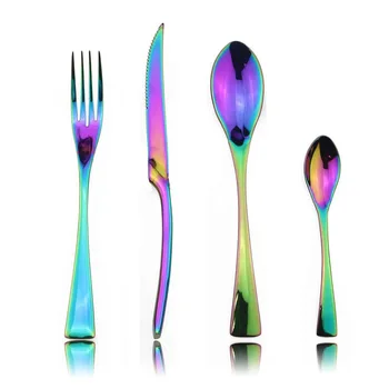 Shiny Gold Flatware Set Rainbow Stainless Steel Cutlery 18/10 Utensils Kitchen Dinnerware Knife Fork Coffee Spoon Service For 6
Shiny Gold Flatware Set Rainbow Stainless Steel Cutlery 18/10 Utensils Kitchen Dinnerware Knife Fork Coffee Spoon Service For 6