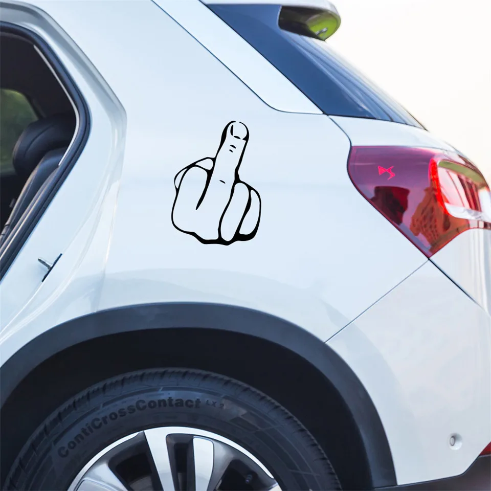 Cunymagos Middle Finger Cartoon Vinyl Car-Styling Car Sticker Car Body Window Wall Decal Vinyl reflective sticker Car Styling 18cm13cm (6)