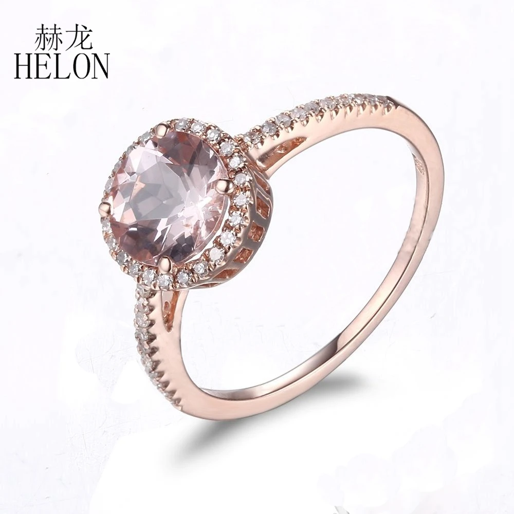 HELON Solid 10K Rose Gold Round 1.17ct Morganite Real Diamonds Halo Engagement Basket Anniversary Women Gemstone Jewelry Ring
HELON Solid 10K Rose Gold Round 1.17ct Morganite Real Diamonds Halo Engagement Basket Anniversary Women Gemstone Jewelry Ring