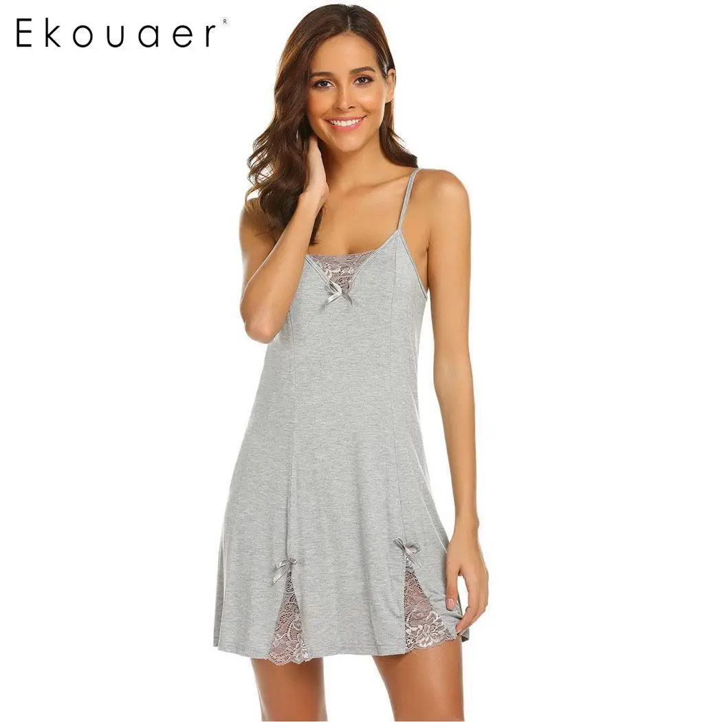 Ekouaer Women Sexy Lingerie Nightgowns Nightdress Lace Patchwork Bow Tie Adjustable Spaghetti Straps Female Nightie Sleep Dress
Ekouaer Women Sexy Lingerie Nightgowns Nightdress Lace Patchwork Bow Tie Adjustable Spaghetti Straps Female Nightie Sleep Dress