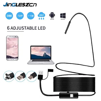 

3 in 1 USB Endoscope Camera 8mm 720P HD Semi-rigid Borescope Inspection Camera IP67 Waterproof With 6 Led for Endoscope android