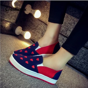 Cresfimix women fashion spring & summer navy blue slip on flat shoes female cute heart printed shoes lady round toe shoes a337
Cresfimix women fashion spring & summer navy blue slip on flat shoes female cute heart printed shoes lady round toe shoes a337