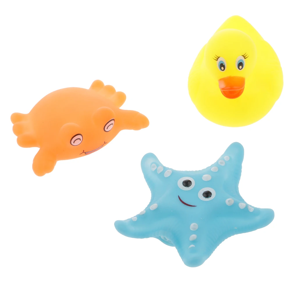 6Pcs/Set Rubber Baby Squeaky Bathroom Bath Time Toy Rubber Mini Swimming Animals Toys Great Gift