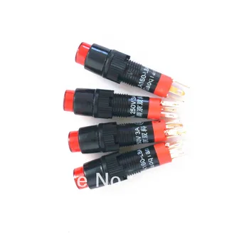 

10x DC 6.3V Lamp Maintained Self-Lock Latching 5 Pins Red 8mm 3A 250V AC 1NO+1NC illuminated Round Push Button Switch Indicator