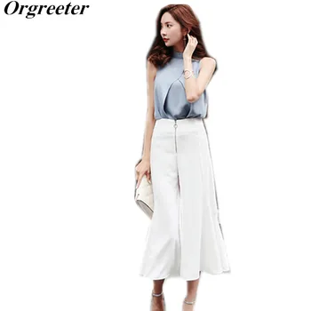 2 Piece Set Women Suit 2018 Summer Gray Sleeveless Chiffon Blouse Shirt Tops and Wide Leg Ninth Pants Crop Top and Pant
2 Piece Set Women Suit 2018 Summer Gray Sleeveless Chiffon Blouse Shirt Tops and Wide Leg Ninth Pants Crop Top and Pant