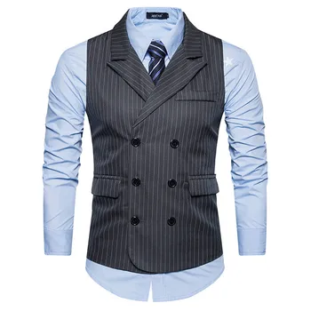 Striped vest Men Doouble Breasted Wedding Suit waistcoat Vests Men Sleeveless Business overcoats gary Vest Dress summer EU size 
Striped vest Men Doouble Breasted Wedding Suit waistcoat Vests Men Sleeveless Business overcoats gary Vest Dress summer EU size