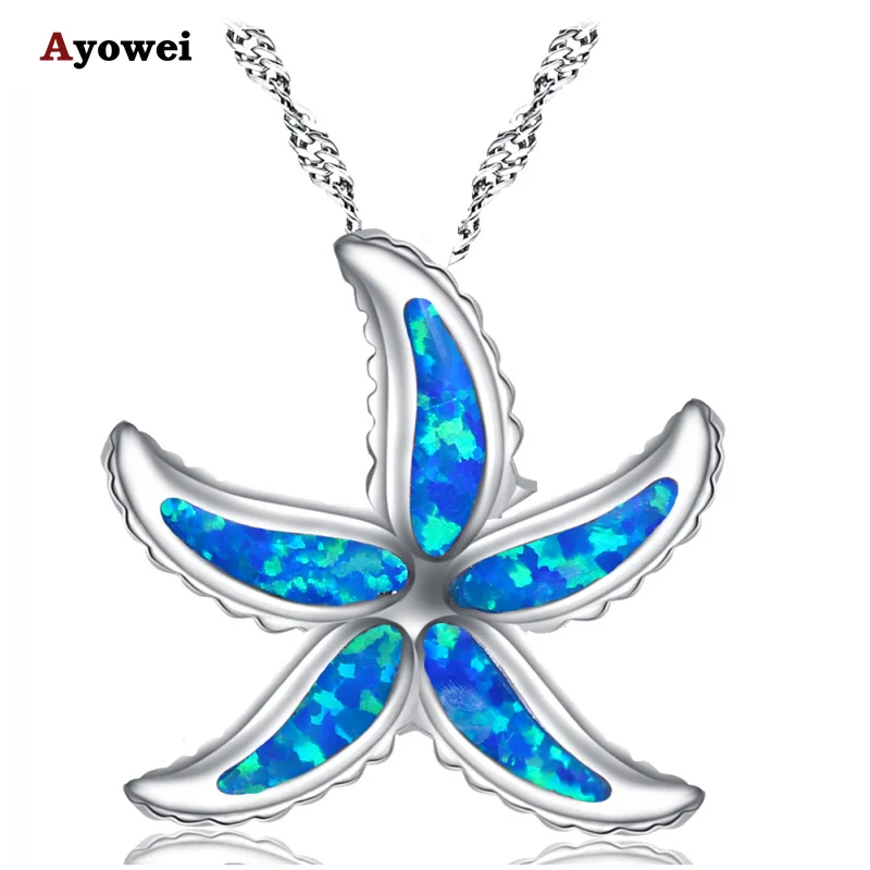 Ayowei For Girl SIilver stamped Blue fire Opal Romantic Starfish for Friends party Necklace Pendant Fashion Jewelry OP779A
Ayowei For Girl SIilver stamped Blue fire Opal Romantic Starfish for Friends party Necklace Pendant Fashion Jewelry OP779A
