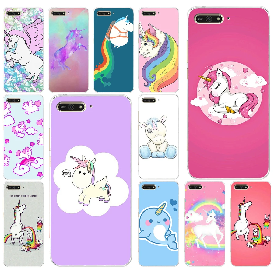 174AQ Unicorn On Rainbow Jetpack Soft Silicone Tpu Cover Case for huawei Honor 7a pro 7x play 5.45 5.7 inch case | Мобильные