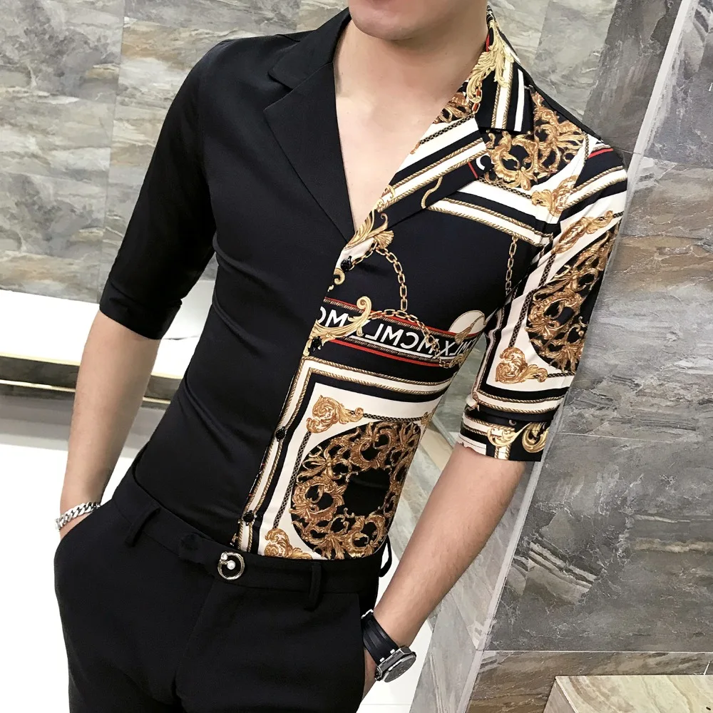 Summer Shirt Men Patchwork Fashion Printing Shirts Men Half Sleeve V-neck Slim Fit Streetwear Camisa Masculina Men Shirt 2019
Summer Shirt Men Patchwork Fashion Printing Shirts Men Half Sleeve V-neck Slim Fit Streetwear Camisa Masculina Men Shirt 2019