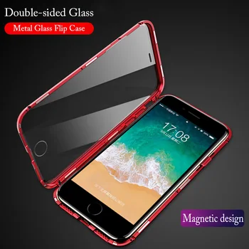 Front Back Glass magnetic Cover for iPhone XR Case Transparent Luxury 360 Full Metal Flip Cover For iPhone XS Max 7 8Plus Magnet
Front Back Glass magnetic Cover for iPhone XR Case Transparent Luxury 360 Full Metal Flip Cover For iPhone XS Max 7 8Plus Magnet