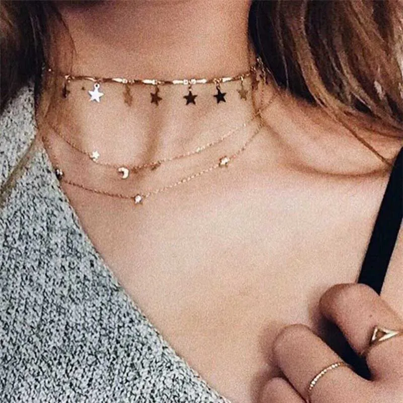 SHUANGR Gold Color Chain Tiny Star Choker Necklace for Women Bijou Necklaces Pendants Simple Boho Layering Chokers Chockers
SHUANGR Gold Color Chain Tiny Star Choker Necklace for Women Bijou Necklaces Pendants Simple Boho Layering Chokers Chockers