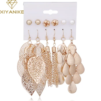 XIYANIKE 6 Pairs/Sets Vintage Gold Color Leaves Long Tassel Simulated Pearl Drop Earrings Set For Women New Brincos Jewelry E21
XIYANIKE 6 Pairs/Sets Vintage Gold Color Leaves Long Tassel Simulated Pearl Drop Earrings Set For Women New Brincos Jewelry E21