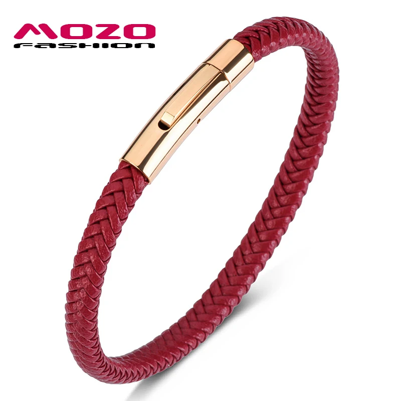 MOZO FASHION Wholesale Punk Men Jewelry Braided Leather Bracelet Women Handmade Gold Bracelet Trendy Clasp Wrist Band Red
MOZO FASHION Wholesale Punk Men Jewelry Braided Leather Bracelet Women Handmade Gold Bracelet Trendy Clasp Wrist Band Red