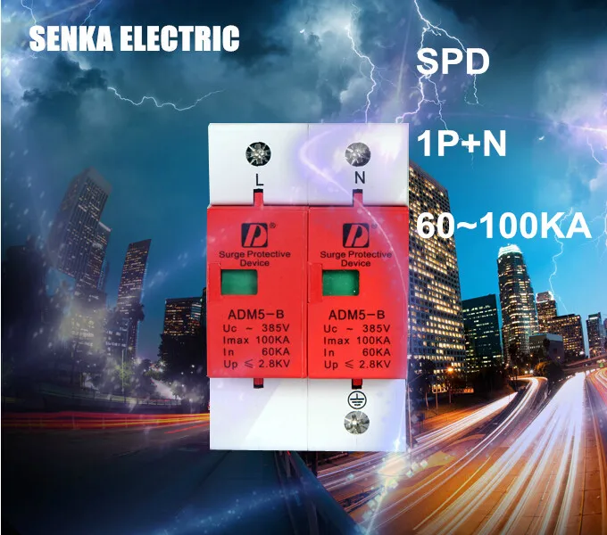 SPD 60-100KA 1P+N surge arrester protection device electric house surge protector D ~420V AC
SPD 60-100KA 1P+N surge arrester protection device electric house surge protector D ~420V AC