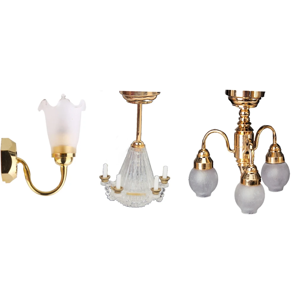 European 1/12 Miniature Colored Lamp Dolls House Furniture LED Lighting Accessory 3 Pieces Set European 1/12 Miniature Colored Lamp Dolls House Furniture LED Lighting Accessory 3 Pieces Set
