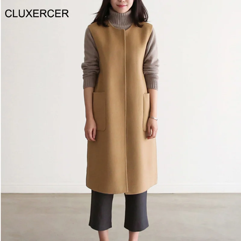 CLUXERCER Brand winter jacket women vest long cloak coat woolen vest casual cashmere waistcoat coletes femininos
CLUXERCER Brand winter jacket women vest long cloak coat woolen vest casual cashmere waistcoat coletes femininos