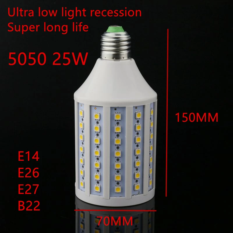 5pcs/lot High brightness Super long life LED Bulb SMD 5050 E27 E14 E26 LED bulb 220V/AC LED lamp 100leds 25W 5050 Corn Light
5pcs/lot High brightness Super long life LED Bulb SMD 5050 E27 E14 E26 LED bulb 220V/AC LED lamp 100leds 25W 5050 Corn Light