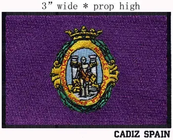 Cadiz, Spain Flag 3" wide embroidery patch for the black eagle/red buildings/purple patch
Cadiz, Spain Flag 3" wide embroidery patch for the black eagle/red buildings/purple patch