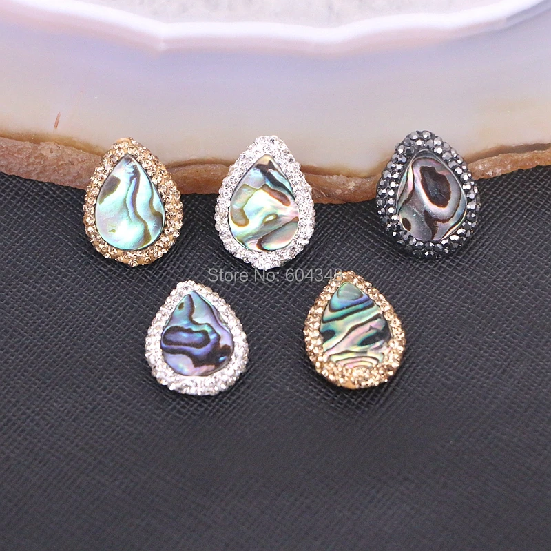 10PCS Zyunz Nature abalone shell drop side hole beads, pave rhinestone crystal rainbow shell connector spacer beads findings
10PCS Zyunz Nature abalone shell drop side hole beads, pave rhinestone crystal rainbow shell connector spacer beads findings