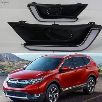 

CSCSNL 1 set For Honda CR-V CRV 2017 2018 DRL Daytime Running Light with yellow turnning signal fog lamp LED Accessories