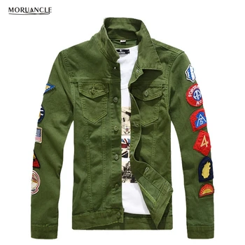 MORUANCLE New Fashion Mens Denim Jackets With Patches Slim Fit Jean Jacket For Male Size M-XXXL Green White Turn Down Collar 
MORUANCLE New Fashion Mens Denim Jackets With Patches Slim Fit Jean Jacket For Male Size M-XXXL Green White Turn Down Collar