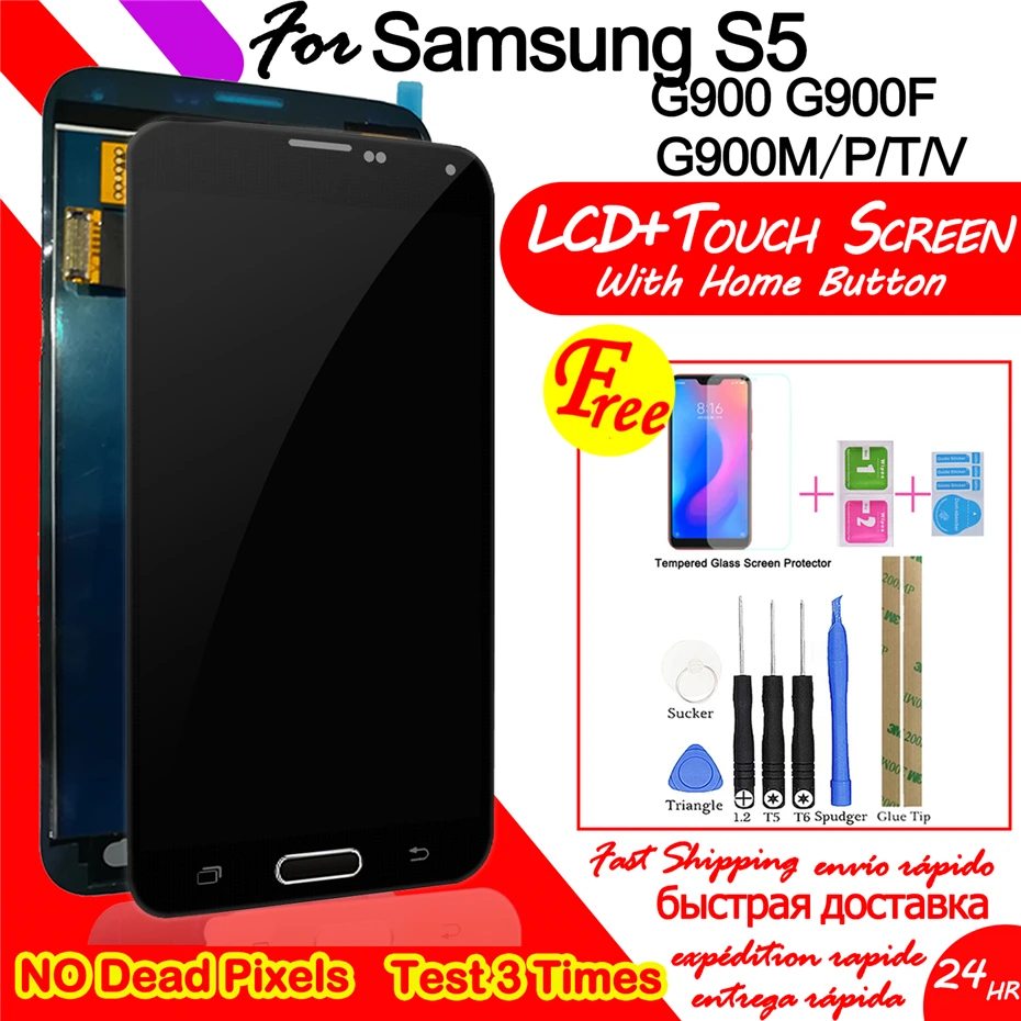 LCD Display for SAMSUNG Galaxy S5 LCD G900AF G900M G900A G900T G900FD Touch Screen Digitizer Assembly with Home Button
LCD Display for SAMSUNG Galaxy S5 LCD G900AF G900M G900A G900T G900FD Touch Screen Digitizer Assembly with Home Button