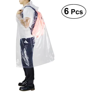 6pcs Disposable Raincoat With Drawstring Hooded Elastic Sleeve Ends Portable Clear Rain Poncho Rainwear For Adults Men Women
6pcs Disposable Raincoat With Drawstring Hooded Elastic Sleeve Ends Portable Clear Rain Poncho Rainwear For Adults Men Women