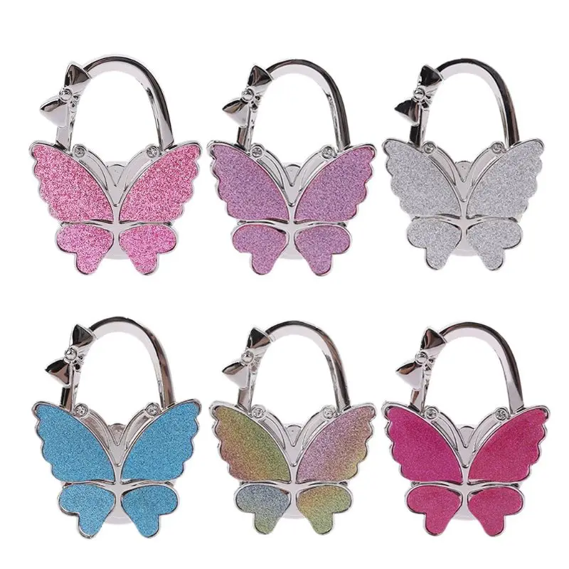 Women Bag Hook Portable Butterfly Handbag Purse Holder Folding Table Tote Hanger Home Use Multi-Purpose Hooks