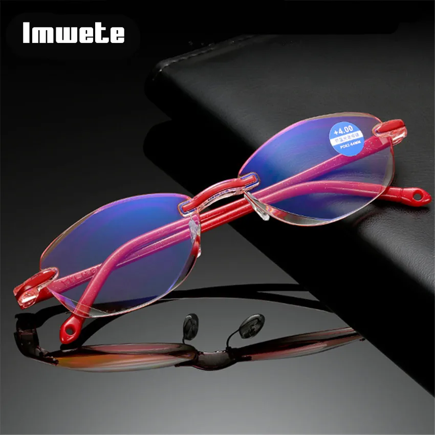 Imwete Anti Blue Light Blocking Reading Glasses Women Rimless Presbyopia Hyperopia Frameless Eyewear 1.0 1.5 2.0 2.5 3.0 3.5
Imwete Anti Blue Light Blocking Reading Glasses Women Rimless Presbyopia Hyperopia Frameless Eyewear 1.0 1.5 2.0 2.5 3.0 3.5