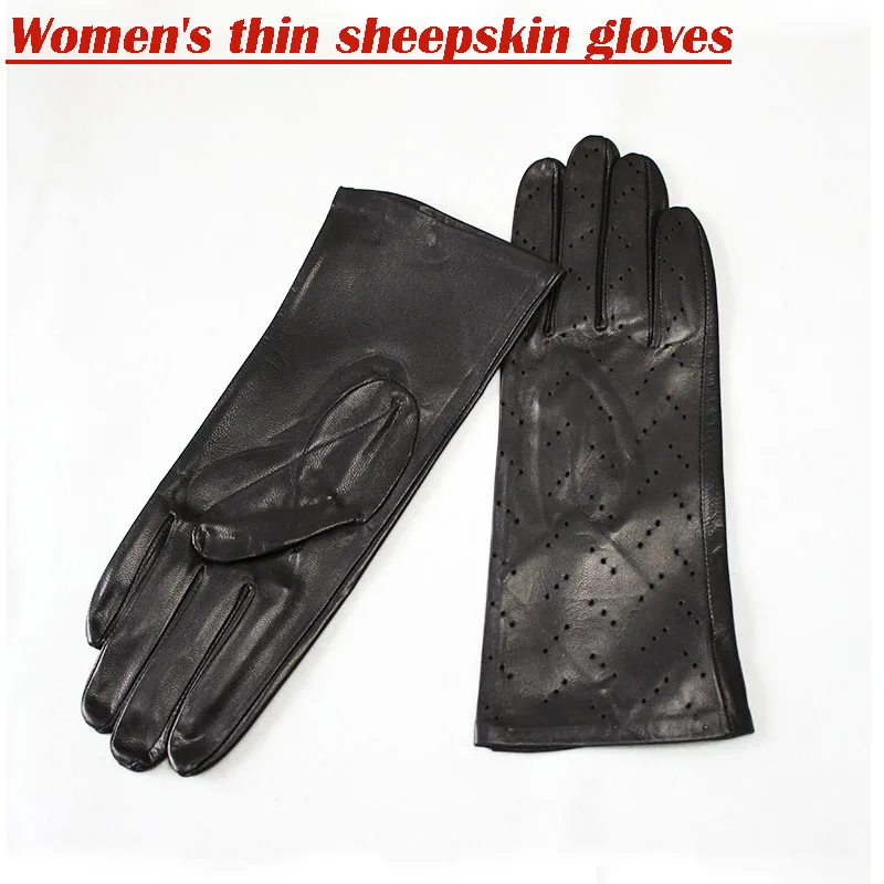 Sheepskin gloves women's single skin unlined thin perforated hollow style spring and summer driving goatskin driver gloves 
Sheepskin gloves women's single skin unlined thin perforated hollow style spring and summer driving goatskin driver gloves