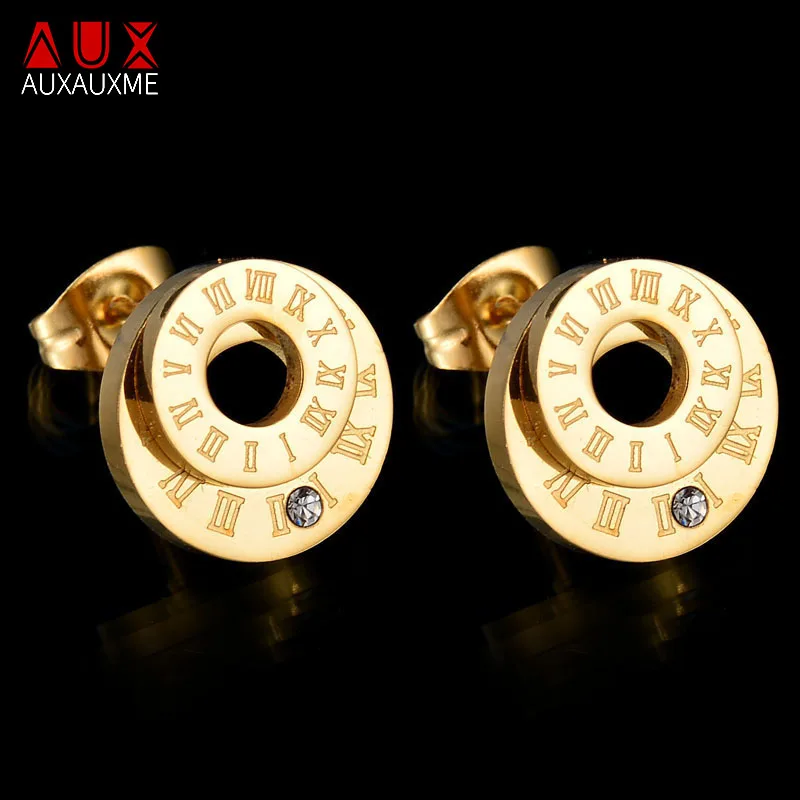 Auxauxme Fashion Brand Stainless Steel Roman Number Stud Earrings CZ Stone Wedding Earring For Women Bridesmaid Gift Aretes
Auxauxme Fashion Brand Stainless Steel Roman Number Stud Earrings CZ Stone Wedding Earring For Women Bridesmaid Gift Aretes