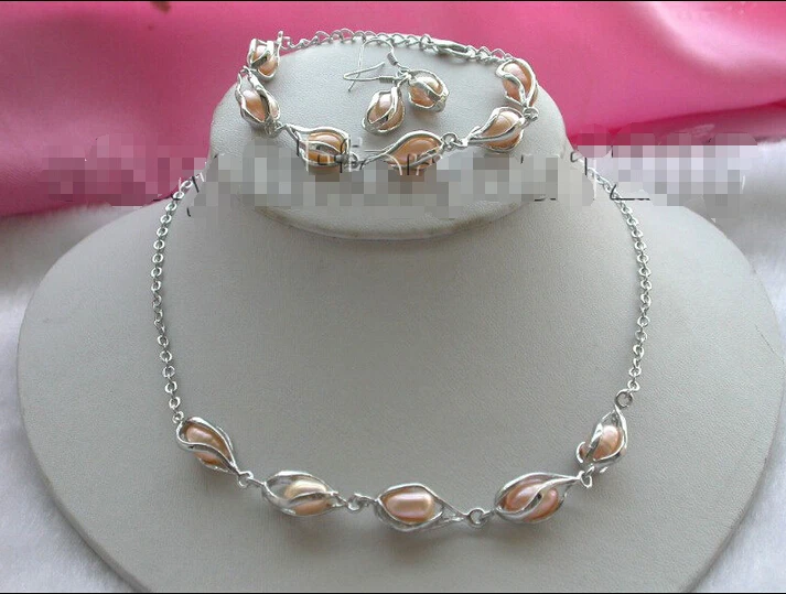 Free shipping New style Natural noble jewelry>>>>Genuine Natural Pink 12mm Pearl Necklace Bracelet Earrings set! 
Free shipping New style Natural noble jewelry>>>>Genuine Natural Pink 12mm Pearl Necklace Bracelet Earrings set!