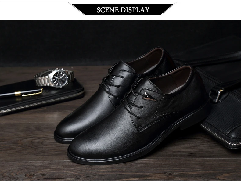 MVVT Plus Size Genuine Leather Dress Shoes Fashion Pointed Toe Men Oxfords High Quality Men Shoes Solid Men Flats Shoes 21