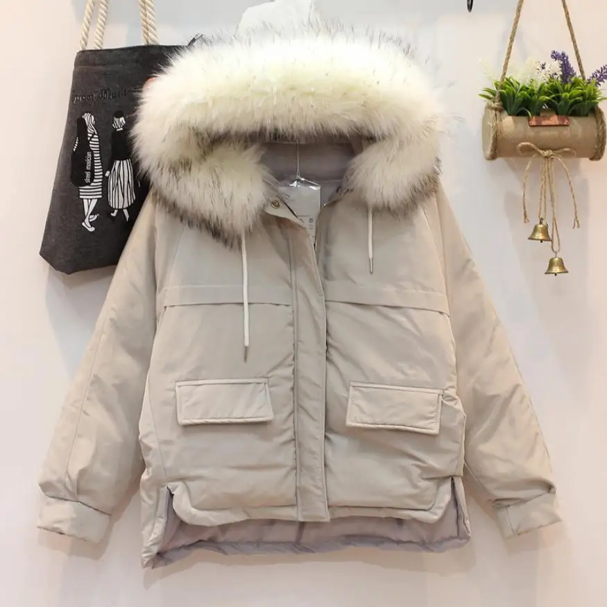 Winter Fashion Women's Hooded Down Cotton Coat Faux Fur Collar Warm Parkas Female Loose Down Cotton-padded Bread Outwear L1790
Winter Fashion Women's Hooded Down Cotton Coat Faux Fur Collar Warm Parkas Female Loose Down Cotton-padded Bread Outwear L1790